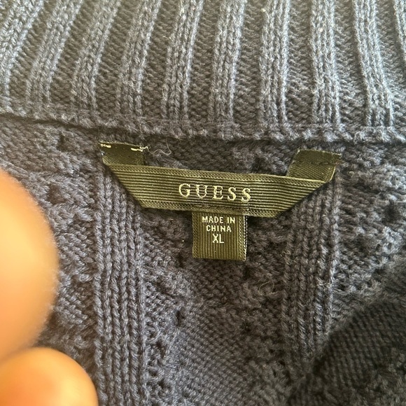 Guess Diane Foil Cable Mock Neck Sweater in Blue XL - Picture 5 of 8